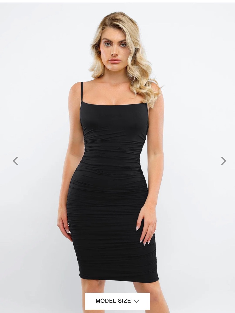 Black Ruched Bodycon Dress - Classic Slim Fit